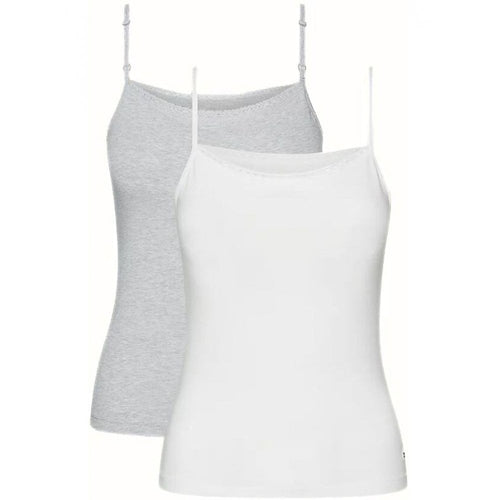 2-Pack Lace Trim Camisole Vest Tops, White / Grey Heather