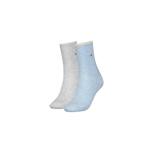 2-Pack Classic Embroidered Logo Women's Socks, Light Blue Melange