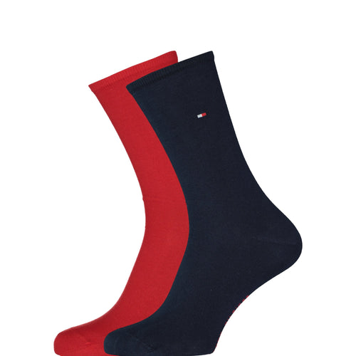 2-Pack Classic Embroidered Logo Women's Socks, Navy/Red