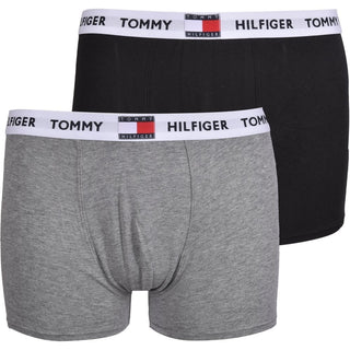 2-Pack Flag Logo Boys Boxer Trunks, Grey/Black