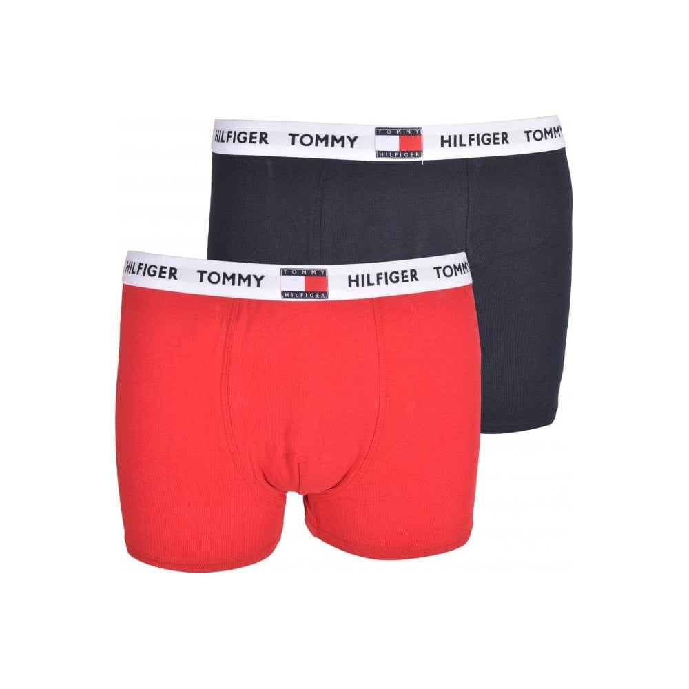 Tommy Hilfiger - 2 - Pack Flag Logo Boys Boxer Trunks, Red/Navy - Boxers - and - Briefs.net