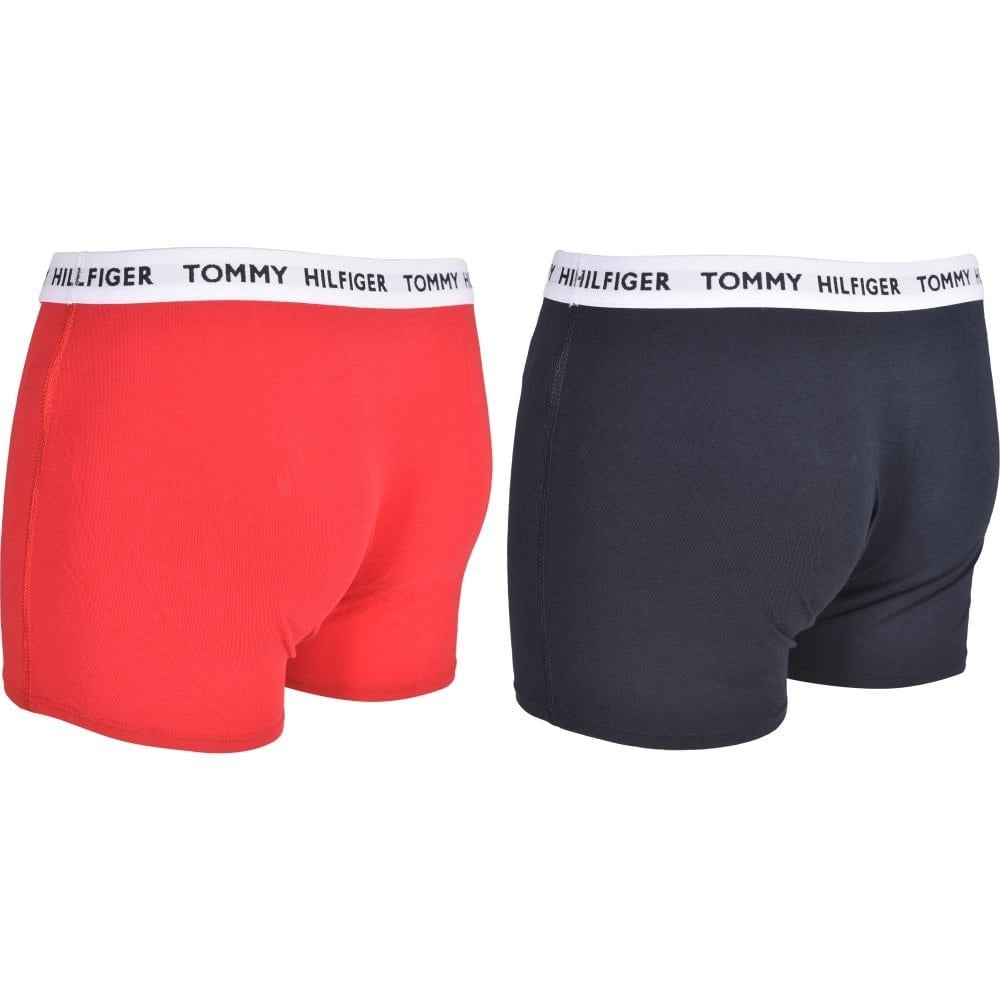 Tommy Hilfiger - 2 - Pack Flag Logo Boys Boxer Trunks, Red/Navy - Boxers - and - Briefs.net