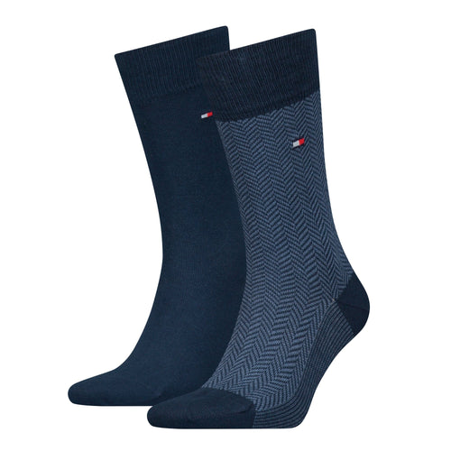 Paquet de 2 chaussettes à motif à chevrons, bleu marine