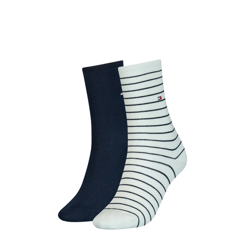 2-Pack Small Stripe Women's Socks, White/Navy