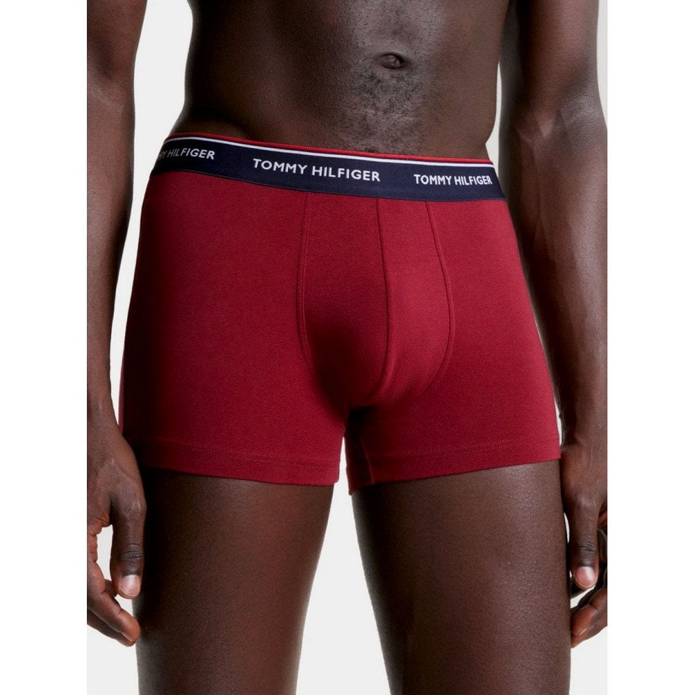 Tommy Hilfiger - 3 - Pack Premium Essentials Boxer Trunks, Navy/Grey/Burgundy - Boxers - and - Briefs.net