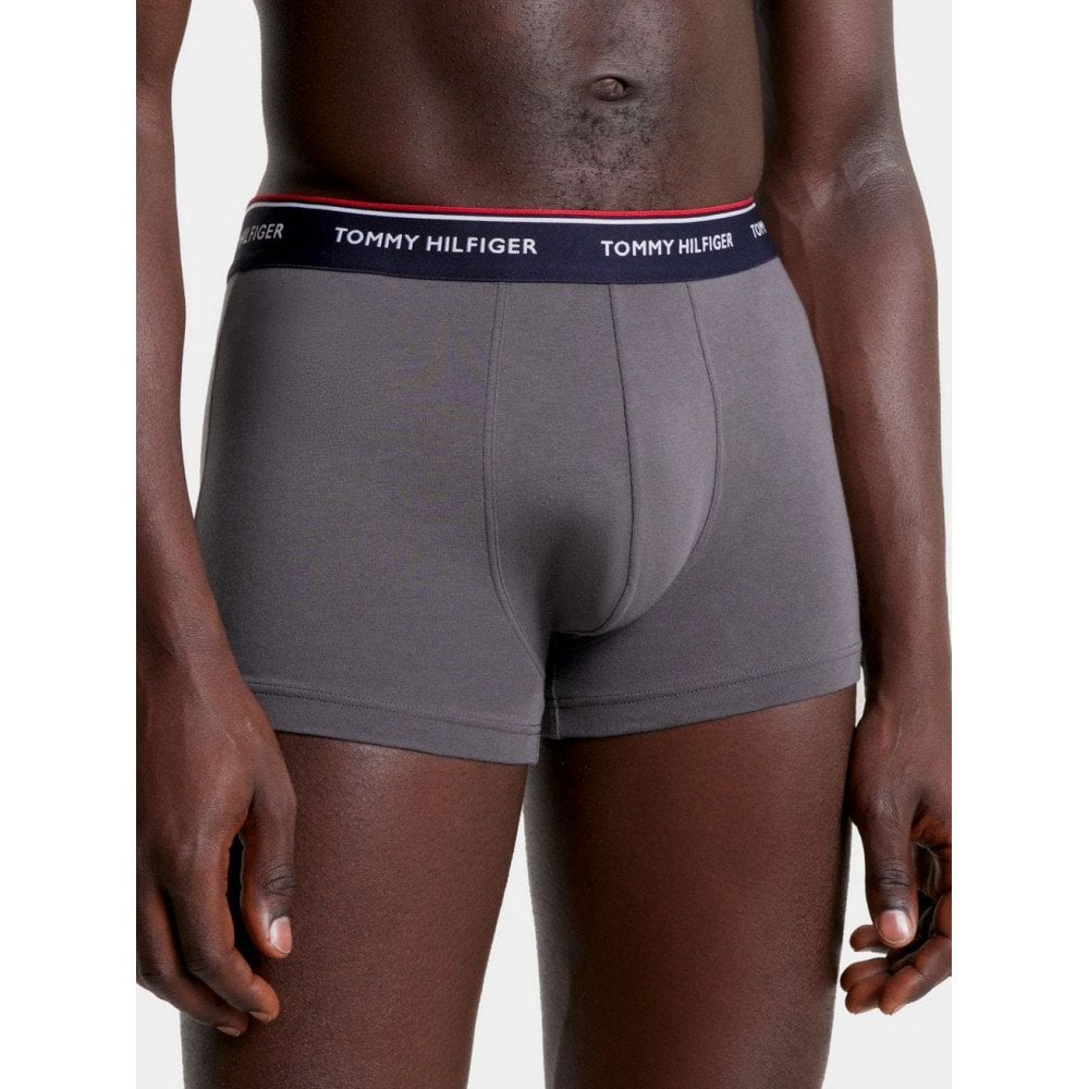 Tommy Hilfiger - 3 - Pack Premium Essentials Boxer Trunks, Navy/Grey/Burgundy - Boxers - and - Briefs.net