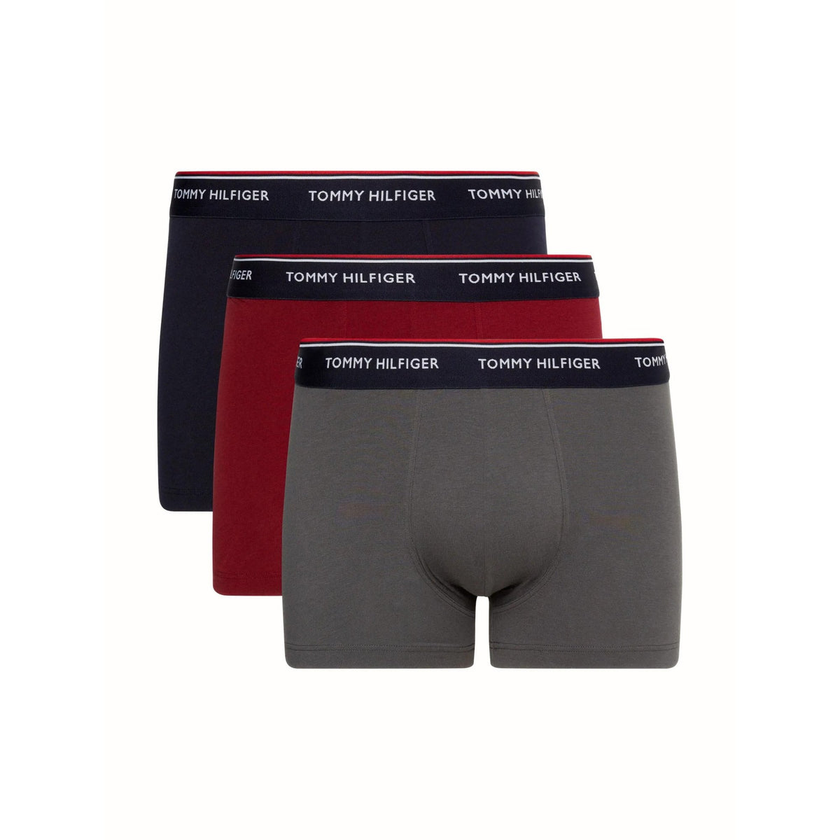 Tommy Hilfiger - 3 - Pack Premium Essentials Boxer Trunks, Navy/Grey/Burgundy - Boxers - and - Briefs.net