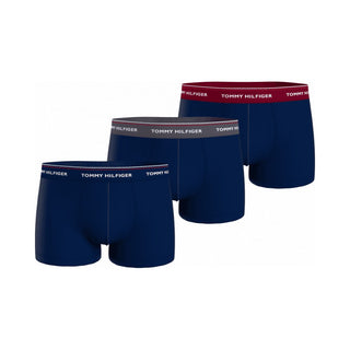 3-Pack Premium Essentials Boxer Trunks, Navy w/ grey/rouge