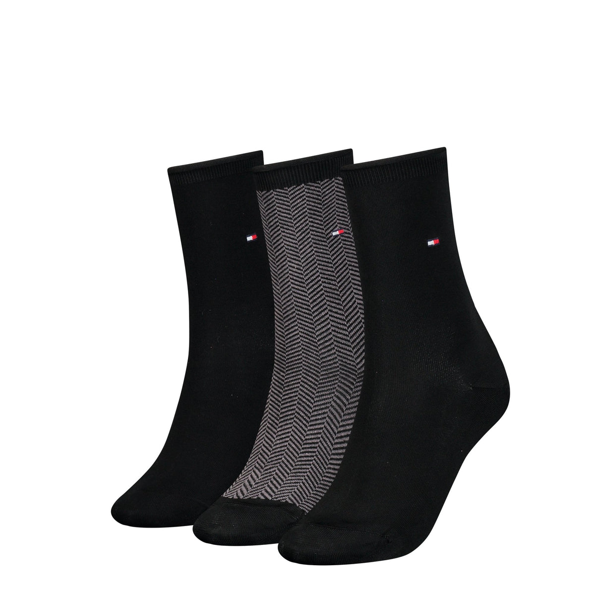 Coffret cadeau de paires de chaussettes classiques et à motif à chevrons pour femme, noir
