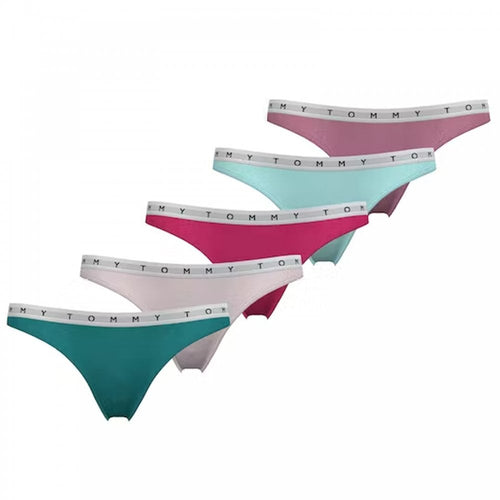 Lot de 5 tongs à ceinture avec logo répété, vert/rose pâle/rose vif/aqua/rose