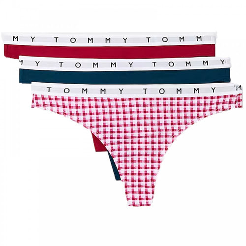 Baumwoll-Tanga im 3er-Pack, Exotic Berry/Gingham/Night Diver