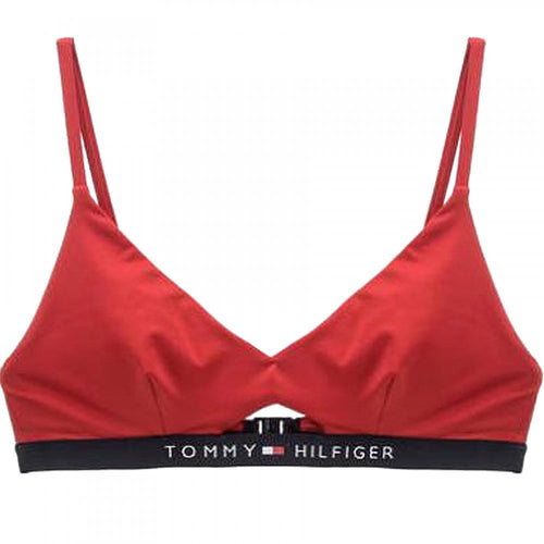 Haut de bikini de bain avec détails découpés, rouge tango