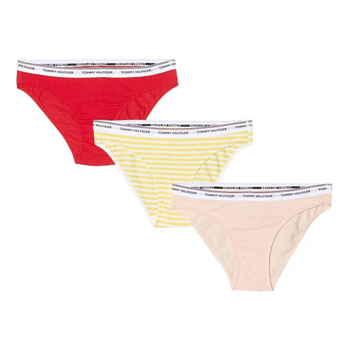 Essentials 3er-Pack Bikinis, Primelgelb / Blasses Rouge / Tangorot