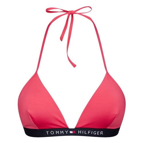 Haut de bikini à logo triangle fixe, rose laser