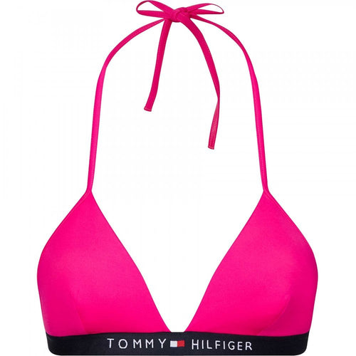 Fixed Triangle Logo Swim Bikini Top, Pink Glo