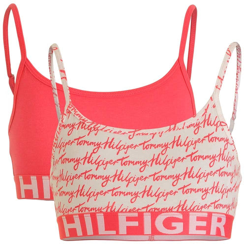 Lot de 2 bralettes audacieuses pour filles, Rouge Rouge / Logo imprimé