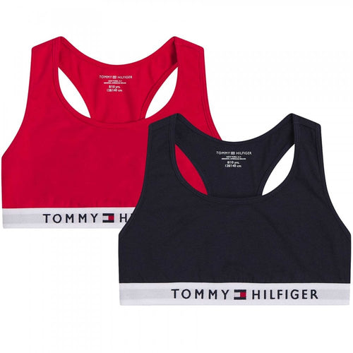 2-Pack TH Original Girls Racerback Bralettes, Red/Navy