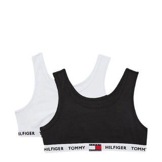 2-Pack Girls Flag Logo Bralette Set, Black/White