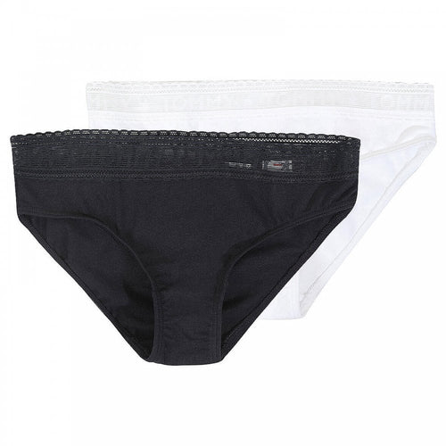 Girls 2 Pack Logo Lace Bikini Brief, White/Desert Sky