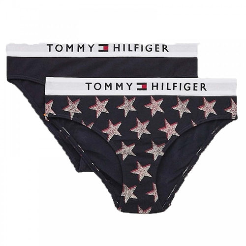 Girls 2 Pack Original Cotton Bikini Brief, Offset Stars/Desert Sky