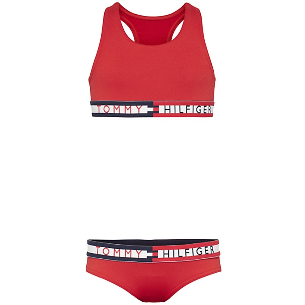 Ensemble bikini de bain pour filles, rouge tango