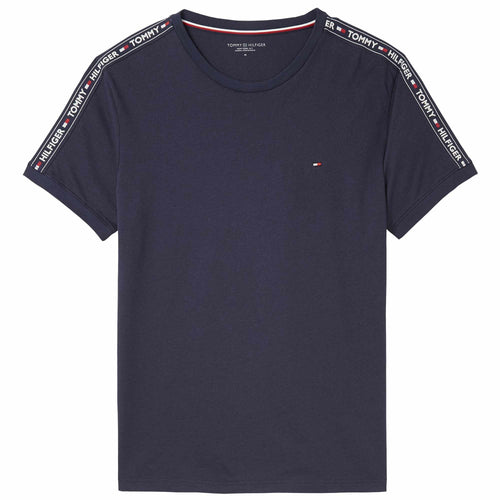 Logo Tape Crew Neck T-Shirt, Navy