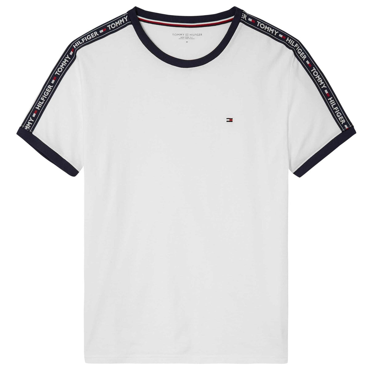 T-shirt à col rond avec bande logo, blanc