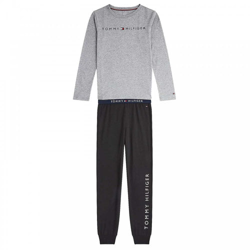 Longsleeve Jersey PJ set, Grey Ht/Black