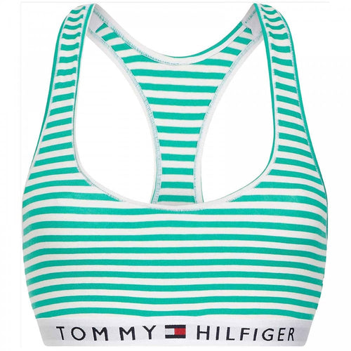 Organic Cotton Logo Bralette, Ministripe/Emerald