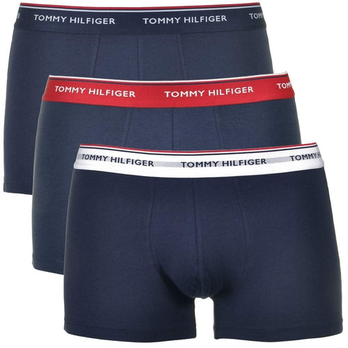 Lot de 3 boxers Premium Essentials en coton extensible, bleu marine avec rouge/blanc/bleu marine
