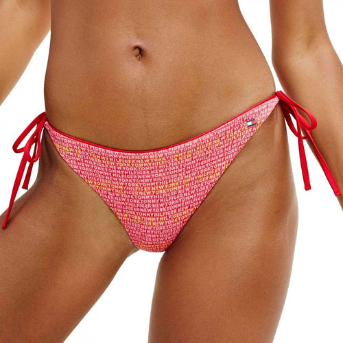 Reversible Swim Side Tie Bikini Bottom, Logo WW AOP Pink