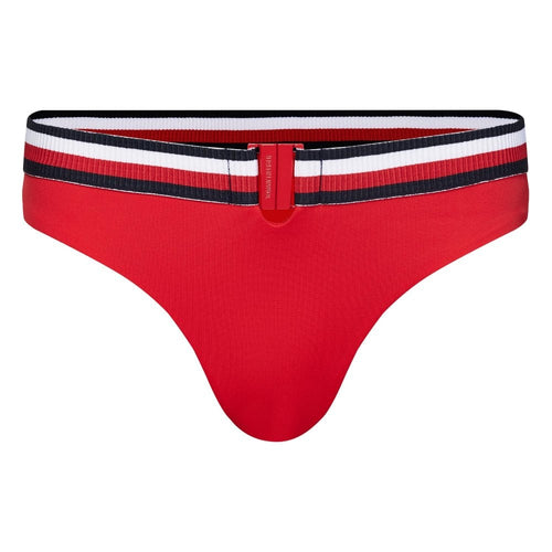 Signature Tape Belt Bikini Bottoms, Red Glare