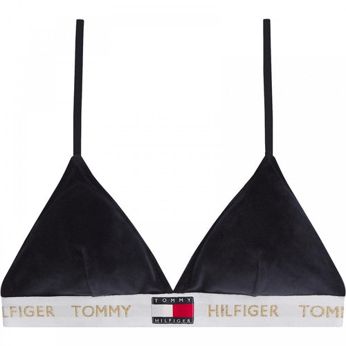 Velour Logo Padded Triangle Bralette, Desert Sky