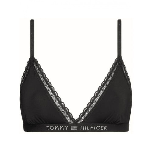 TH Tonal Logo Lace Ungefütterter Triangel-BH, Schwarz