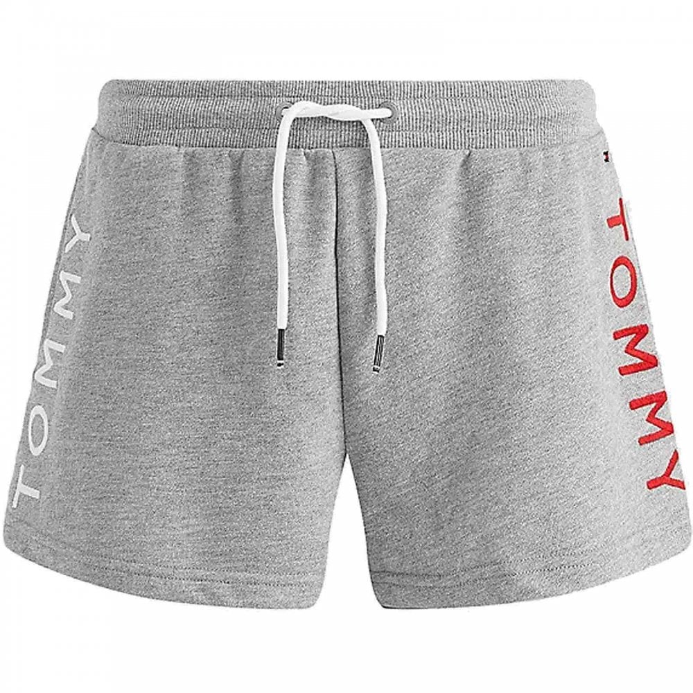 Shorts mit Logo-Stickerei, Mittelgrau meliert