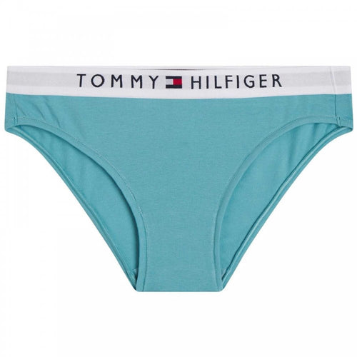 Slip aus elastischer Baumwolle mit Logobund, Tidal Teal