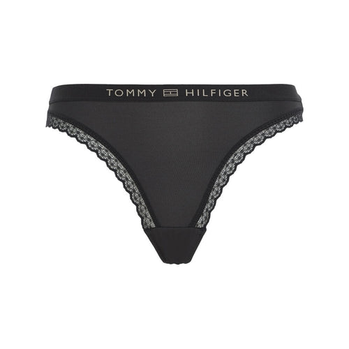 TH – Spitzen-Bikinihose mit Ton-in-Ton-Logo, Schwarz