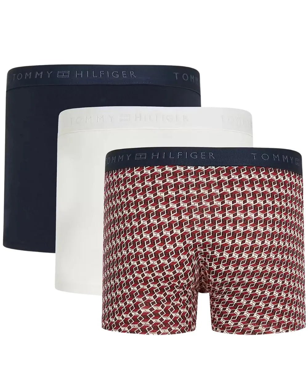 Tommy HilfigerTrunks 3 - pack3 - Pack Geo Print Boys Boxer Trunks Gift Set, Red/Ecru/NavyBoxers & Briefs