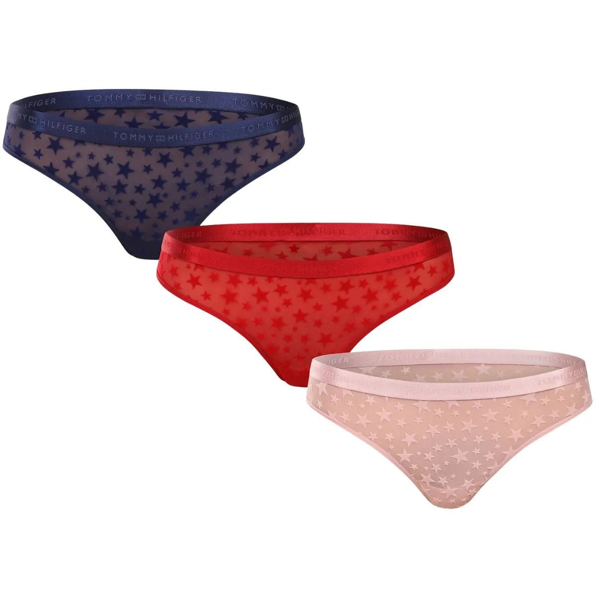 Tommy HilfigerThongs 3 - pack3 - Pack Mesh Stars Thongs Gift Set, Navy/Pink/RedBoxers & Briefs