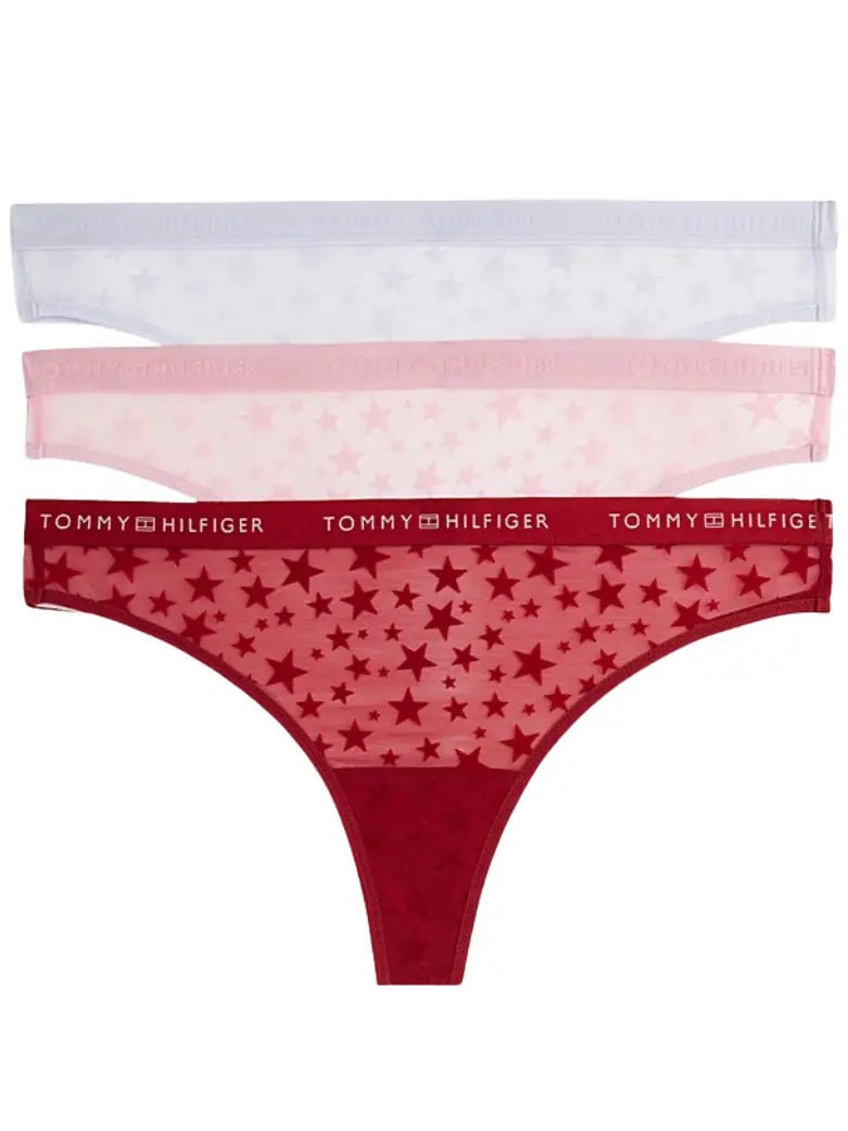 Tommy HilfigerThongs 3 - pack3 - Pack Mesh Stars Thongs Gift Set, Silver/Red/PinkBoxers & Briefs