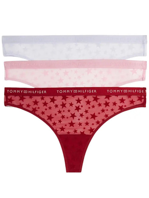 Tommy HilfigerThongs 3 - pack3 - Pack Mesh Stars Thongs Gift Set, Silver/Red/PinkBoxers & Briefs