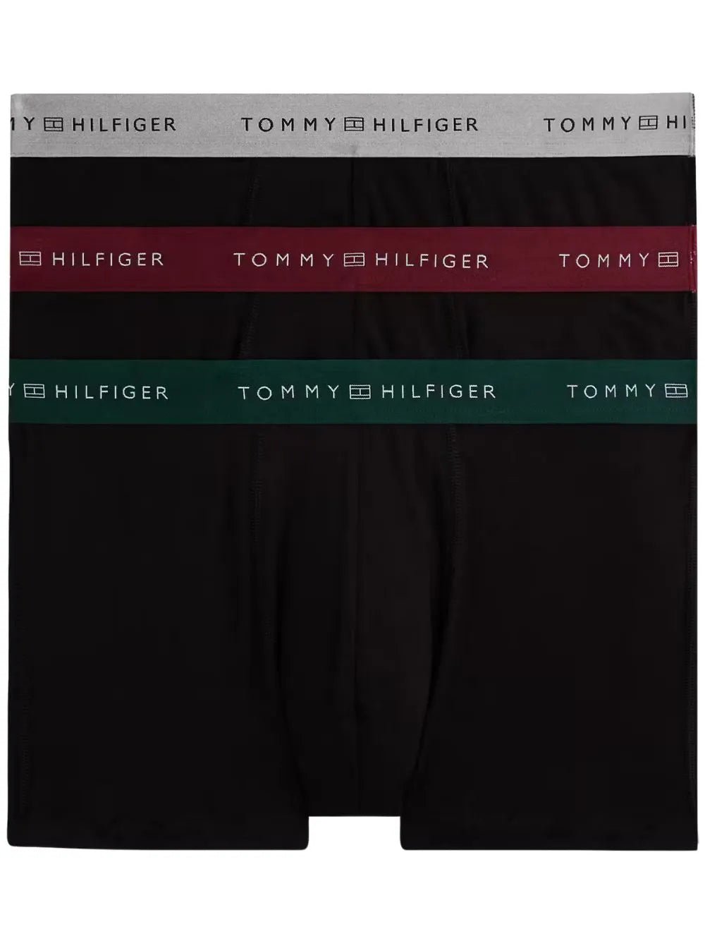 Tommy HilfigerTrunks 3 - pack3 - Pack Metallic Waistband Boxer Trunks Gift Set, Black w/ green/rouge/silverBoxers & Briefs