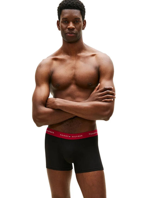 Tommy HilfigerTrunks 3 - pack3 - Pack Signature Cotton Boxer Trunks, Black w/ burgundy/red/blueBoxers & Briefs