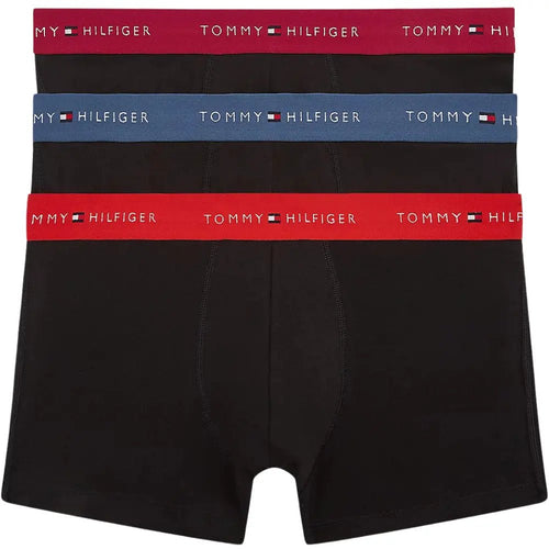 Tommy HilfigerTrunks 3 - pack3 - Pack Signature Cotton Boxer Trunks, Black w/ burgundy/red/blueBoxers & Briefs