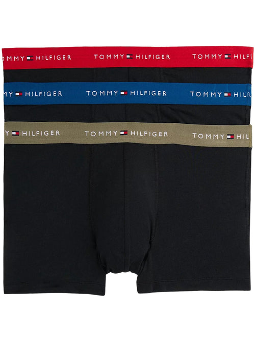 Tommy HilfigerTrunks 3 - pack3 - Pack Signature Cotton Boxer Trunks, Black w/ indigo/red/oliveBoxers - and - Briefs.net