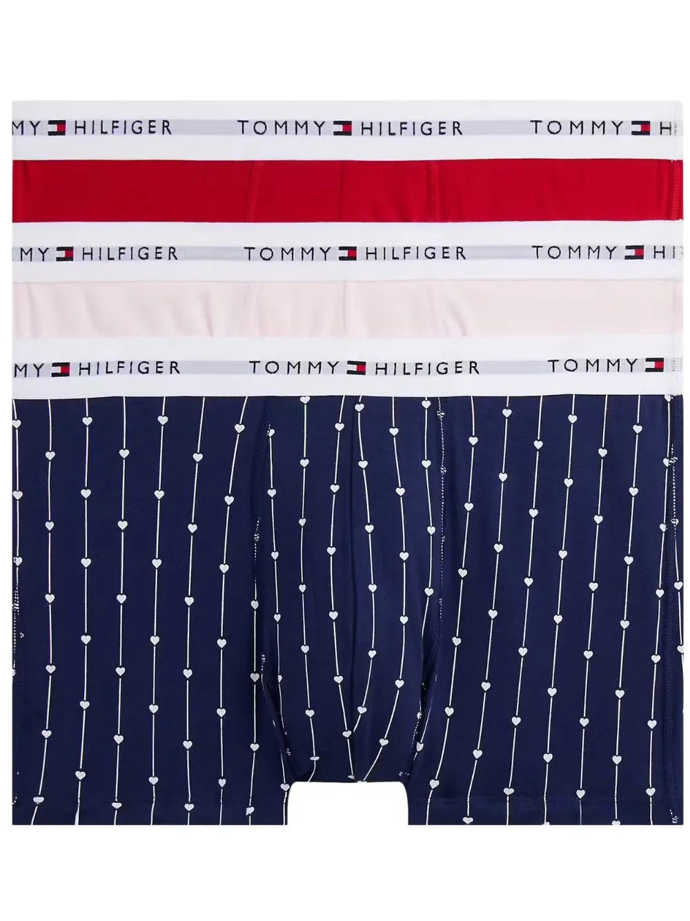 Tommy HilfigerTrunks 3 - pack3 - Pack Signature Cotton Hearts Print Boxer Trunks, Navy/Pink/RedBoxers & Briefs