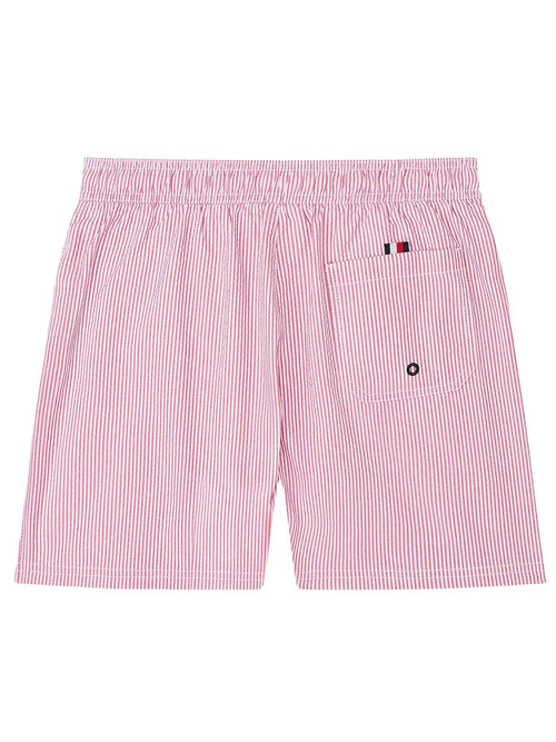 Tommy HilfigerSwim ShortsBoys Original Ithaca Stripe Mid Length Swim Shorts, Ithaca White & Medium RedBoxers & Briefs