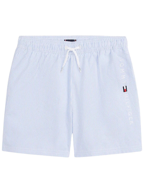 Tommy HilfigerSwim ShortsBoys Original Ithaca Stripe Mid Length Swim Shorts, Ithaca White & Sweet BlueBoxers & Briefs