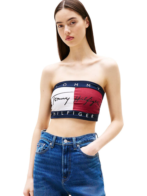 Tommy HilfigerBraFlag Logo Signature Bandeau Bra, Red/White/NavyBoxers - and - Briefs.net