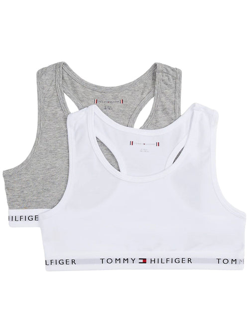 Tommy HilfigerBralettes 2 - packGirls 2 - Pack Heritage Logo Bralette Set, Grey/WhiteBoxers - and - Briefs.net